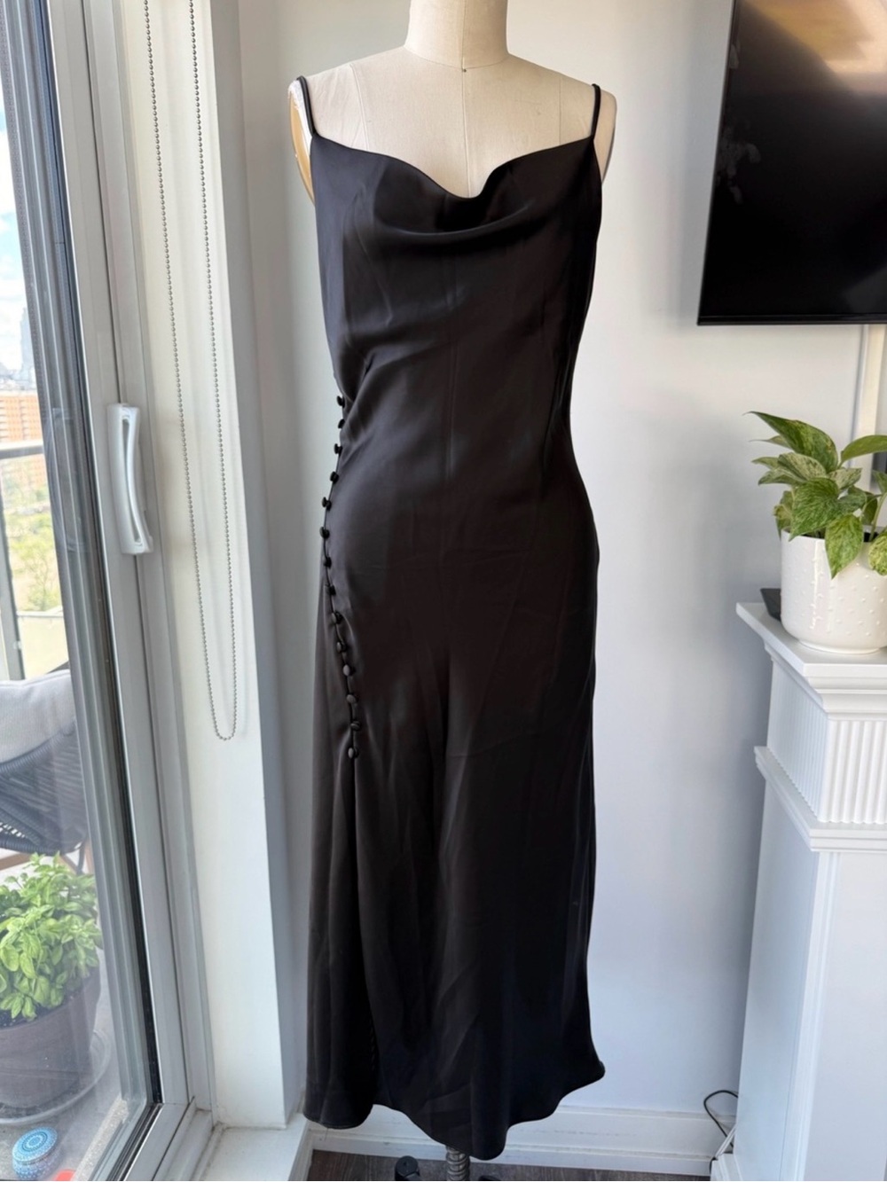 Zara Black Cowl Neck Maxi Dress